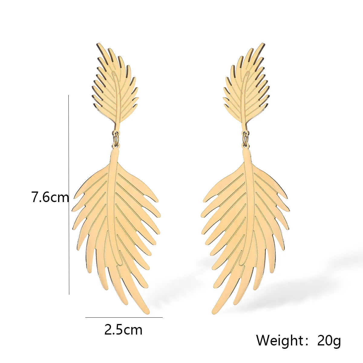 1 Pair Simple Style Commute Leaves Plating Titanium Steel 18k Gold Plated Drop Earrings