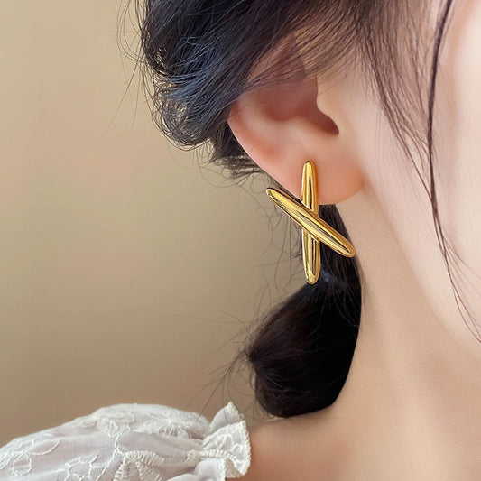 1 Pair Simple Style Commute Letter 304 Stainless Steel 18K Gold Plated Ear Studs