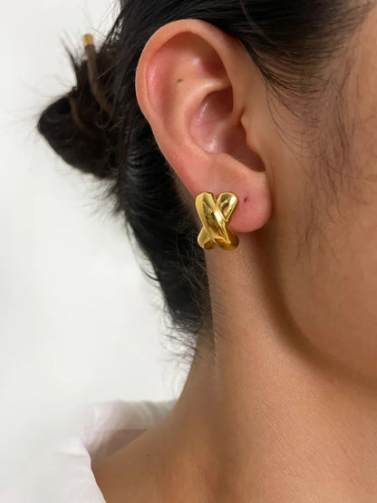 1 Pair Simple Style Commute Letter Plating 316 Stainless Steel  18K Gold Plated Ear Studs