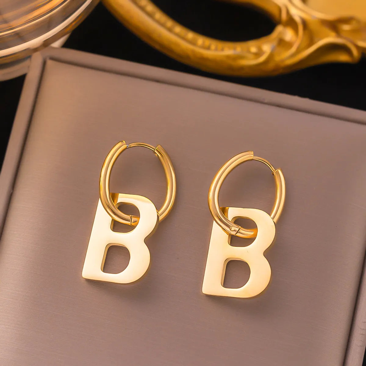 1 Pair Simple Style Commute Letter Plating Stainless Steel Drop Earrings