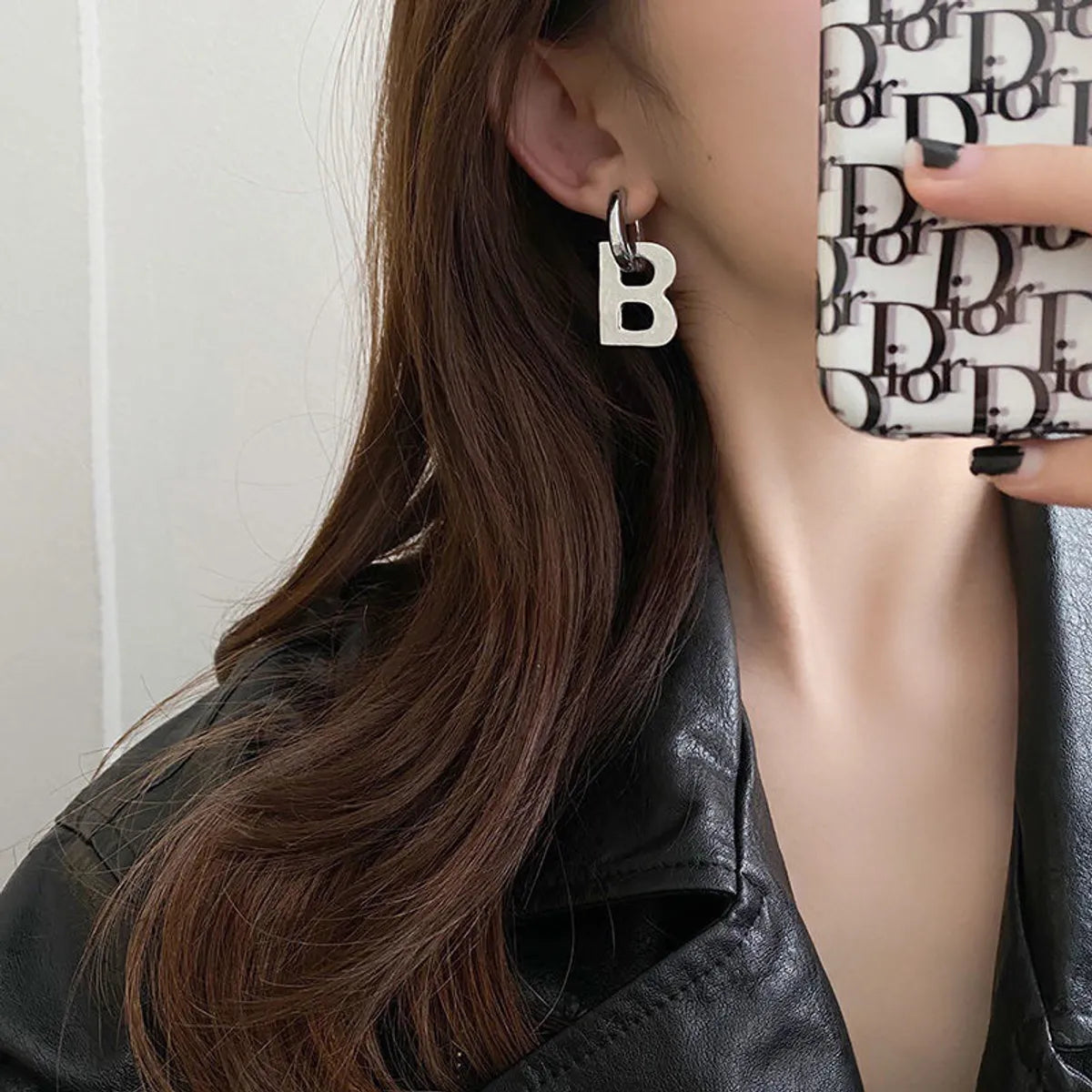 1 Pair Simple Style Commute Letter Plating Stainless Steel Drop Earrings