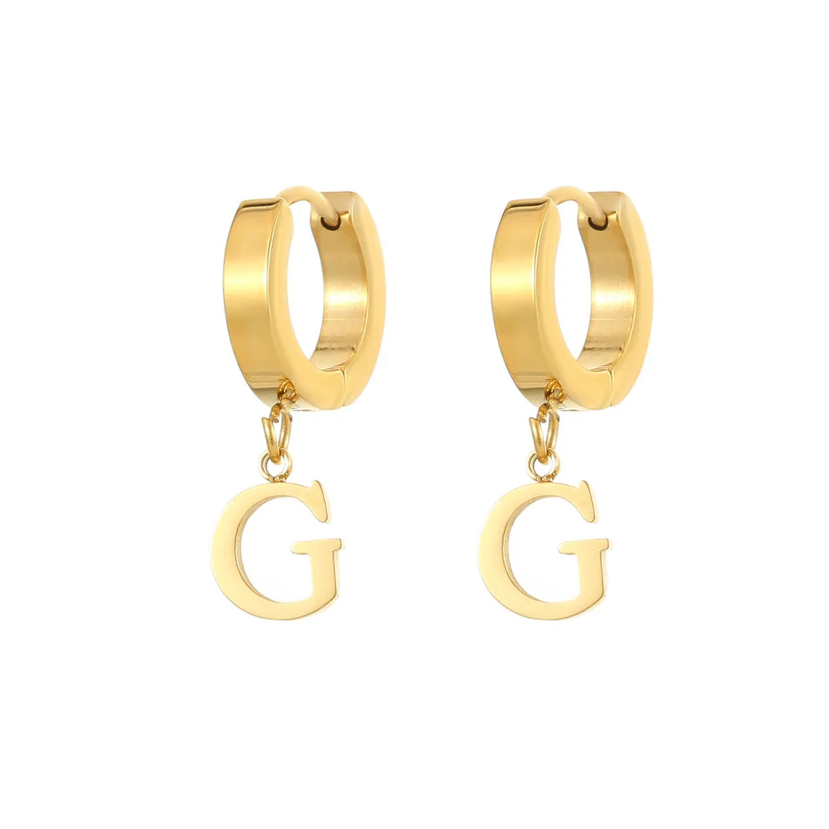 1 Pair Simple Style Commute Letter Stainless Steel Titanium Steel Gold Plated Drop Earrings