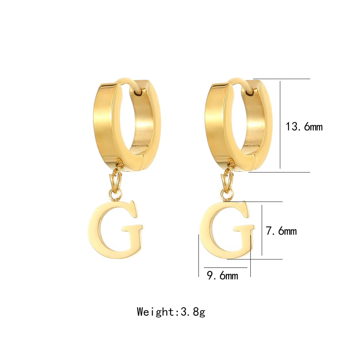 1 Pair Simple Style Commute Letter Stainless Steel Titanium Steel Gold Plated Drop Earrings