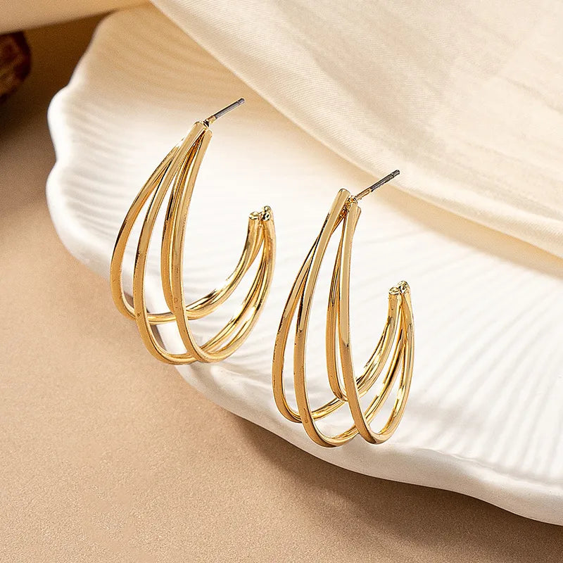 1 Pair Simple Style Commute Lines Plating Alloy 14k Gold Plated Silver Plated Ear Studs