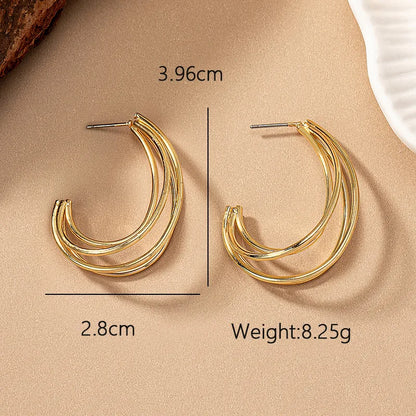 1 Pair Simple Style Commute Lines Plating Alloy 14k Gold Plated Silver Plated Ear Studs