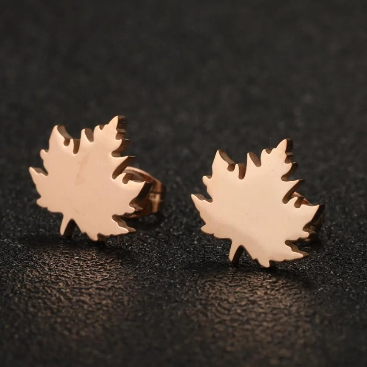 1 Pair Simple Style Commute Maple Leaf Plating Stainless Steel Ear Studs