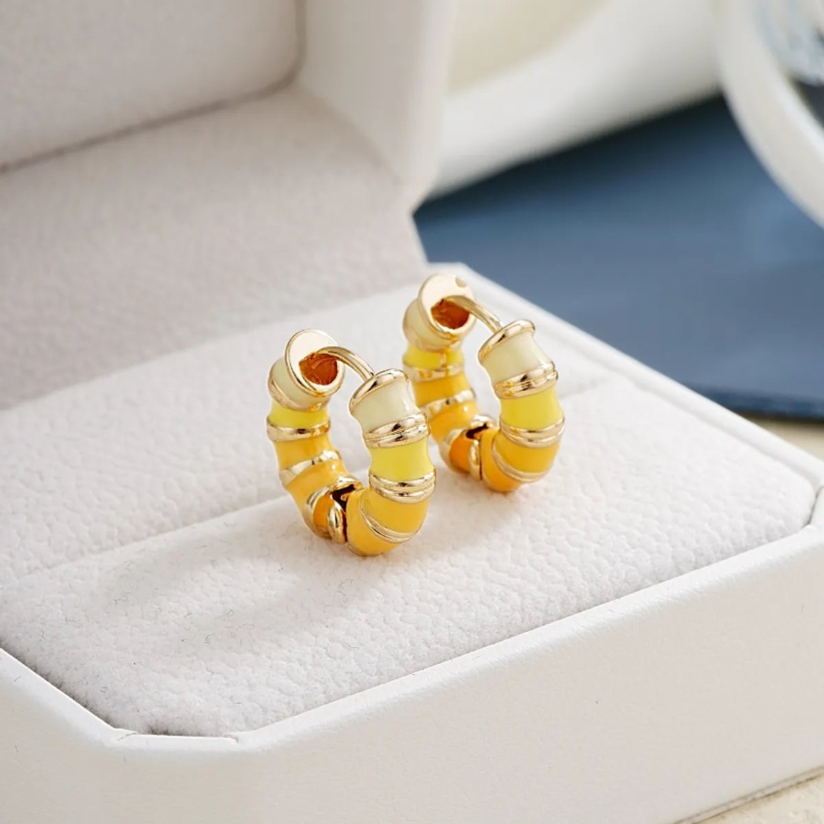 1 Pair Simple Style Commute Multicolor Stripe Enamel Plating Stainless Steel Gold Plated Earrings