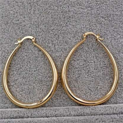 1 Pair Simple Style Commute Oval Polishing Plating Stainless Steel Gold Plated Earrings