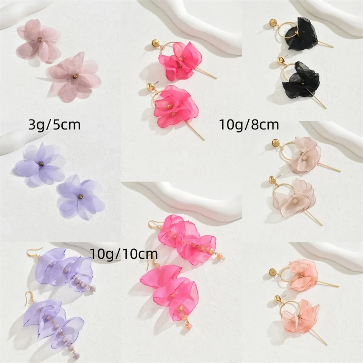 1 Pair Simple Style Commute Petal Alloy Polyester Drop Earrings