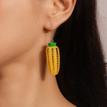 1 Pair Simple Style Commute Plant Alloy Plastic Drop Earrings