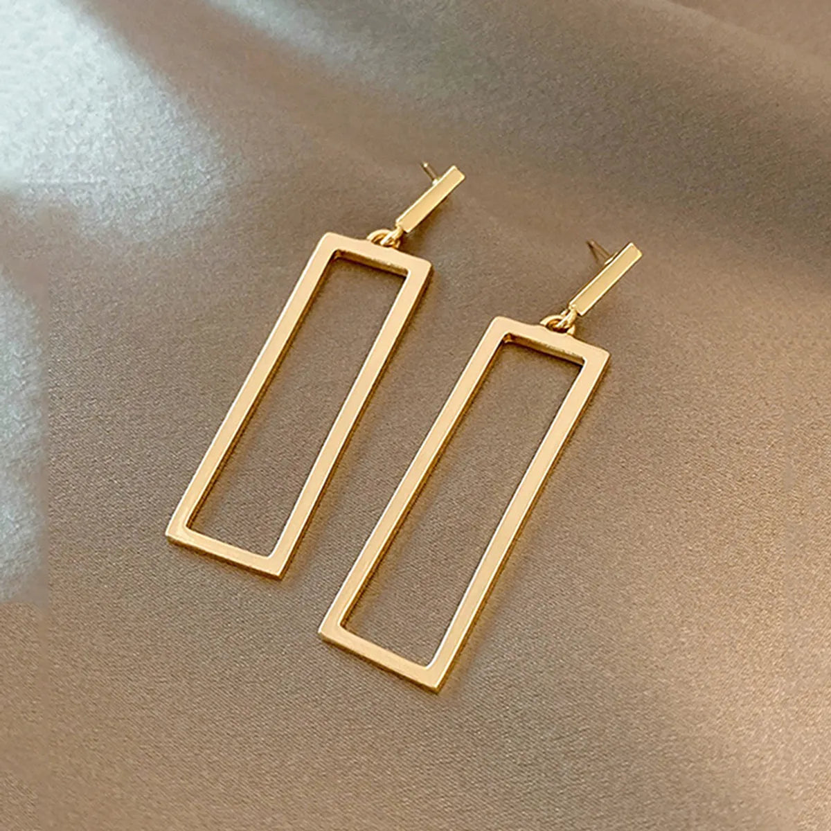 1 Pair Simple Style Commute Rectangle Stainless Steel Drop Earrings