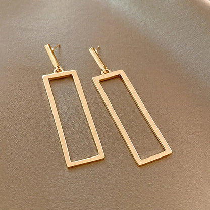 1 Pair Simple Style Commute Rectangle Stainless Steel Drop Earrings