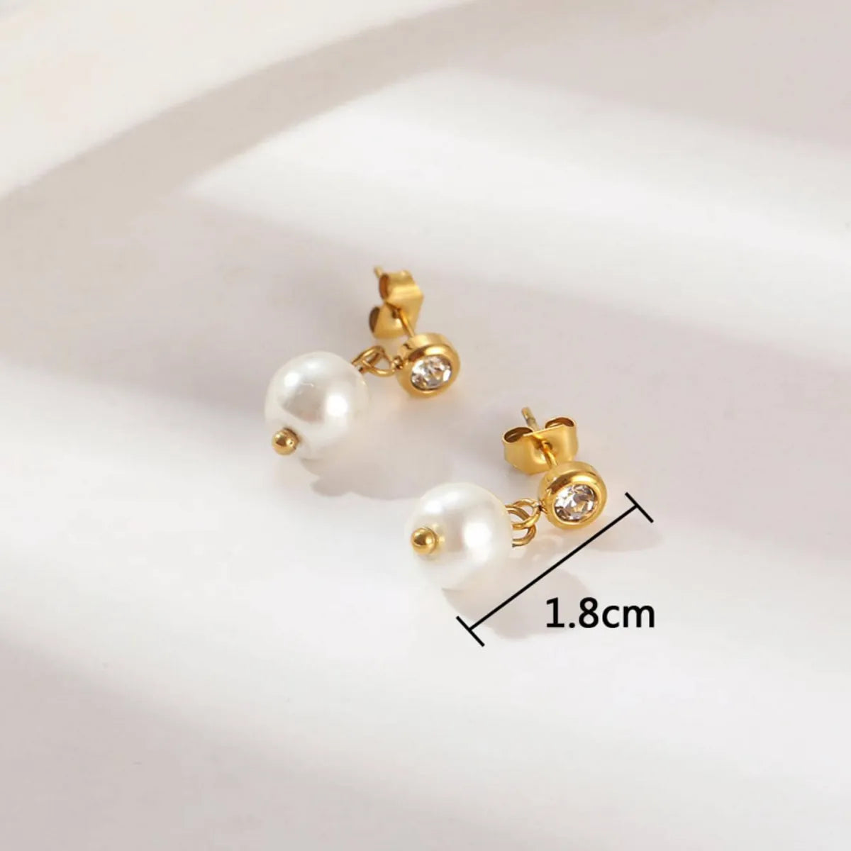 1 Pair Simple Style Commute Round Dots Inlay Stainless Steel Zircon Drop Earrings