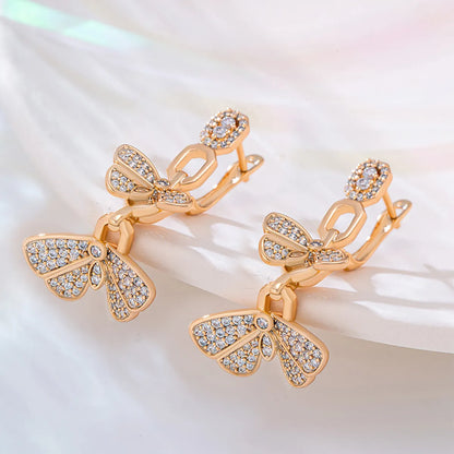 1 Pair Xuping Simple Style Commute Round Flower Butterfly Plating Inlay Alloy Copper Alloy Artificial Gemstones Zircon 18k Gold Plated Ear Studs