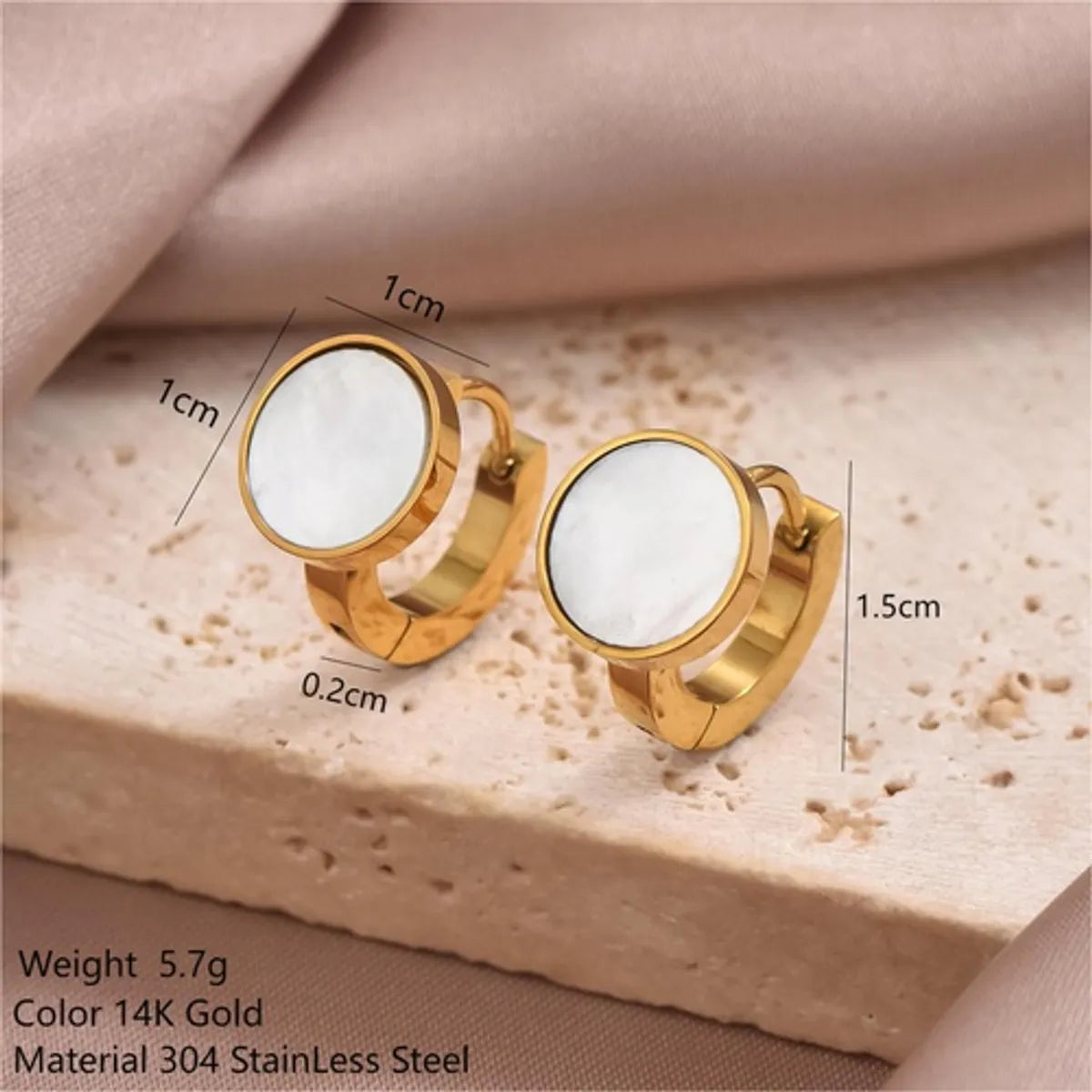 1 Pair Simple Style Commute Round Oval Heart Shape Irregular Plating Inlay Stainless Steel Shell 14k Gold Plated Earrings