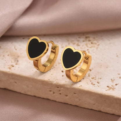 1 Pair Simple Style Commute Round Oval Heart Shape Irregular Plating Inlay Stainless Steel Shell 14k Gold Plated Earrings