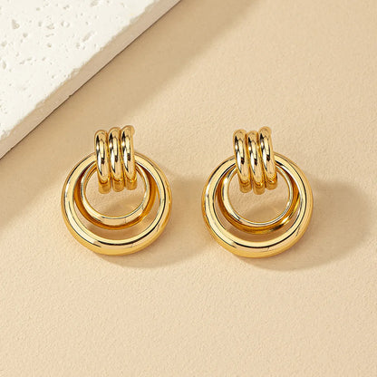 1 Pair Simple Style Commute Round Plating Alloy Drop Earrings