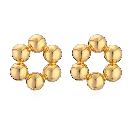 1 Pair Simple Style Commute Round Plating Copper 18k Gold Plated Ear Studs