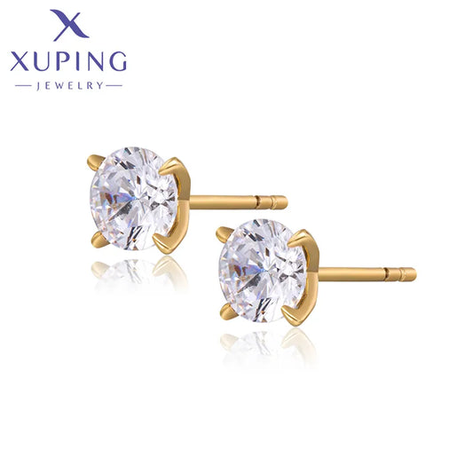 1 Pair Simple Style Commute Round Plating Inlay Copper Artificial Gemstones 18K Gold Plated Ear Studs