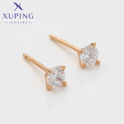 1 Pair Simple Style Commute Round Plating Inlay Copper Artificial Gemstones 18K Gold Plated Ear Studs