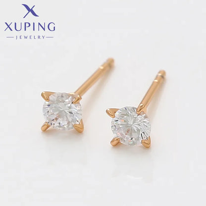 1 Pair Simple Style Commute Round Plating Inlay Copper Artificial Gemstones 18K Gold Plated Ear Studs