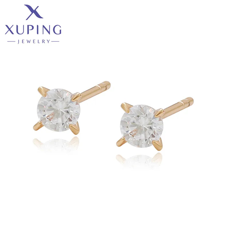 1 Pair Simple Style Commute Round Plating Inlay Copper Artificial Gemstones 18K Gold Plated Ear Studs