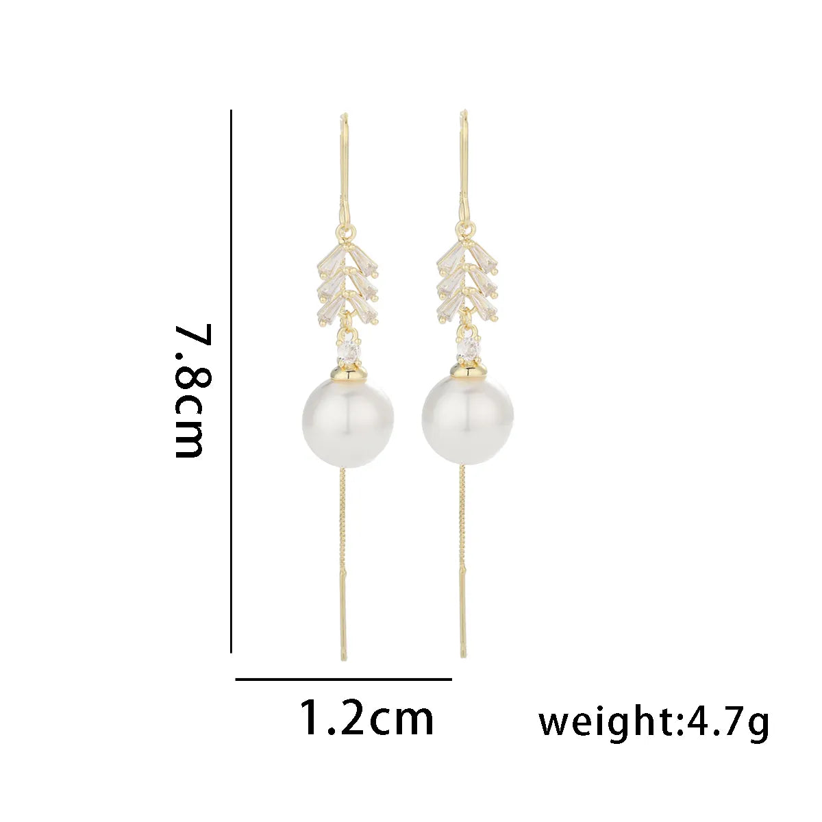 1 Pair Simple Style Commute Round Plating Inlay Copper Artificial Pearls Rhinestones 14k Gold Plated Dangling Earrings