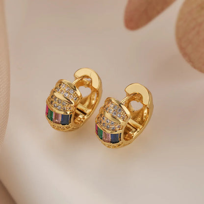 1 Pair Simple Style Commute Round Plating Inlay Copper Zircon 18k Gold Plated Hoop Earrings