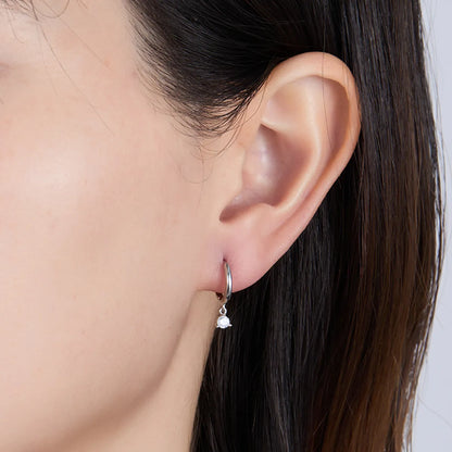 1 Pair Simple Style Commute Round Plating Inlay Sterling Silver Zircon 18k Gold Plated White Gold Plated Drop Earrings