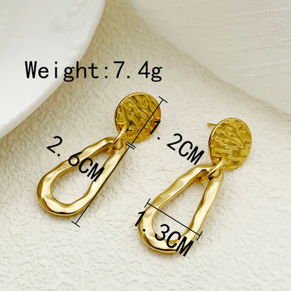 1 Pair Simple Style Commute Round Water Droplets Polishing Plating 304 Stainless Steel 14K Gold Plated Drop Earrings