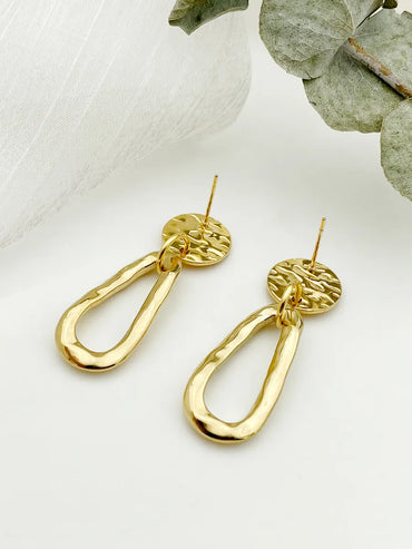 1 Pair Simple Style Commute Round Water Droplets Polishing Plating 304 Stainless Steel 14K Gold Plated Drop Earrings