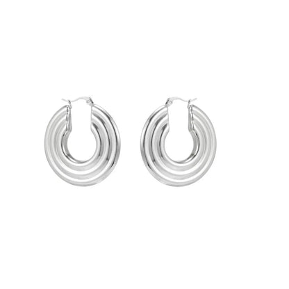 1 Pair Simple Style Commute Shiny Irregular Geometric Circle Plating Stainless Steel White Gold Plated Earrings