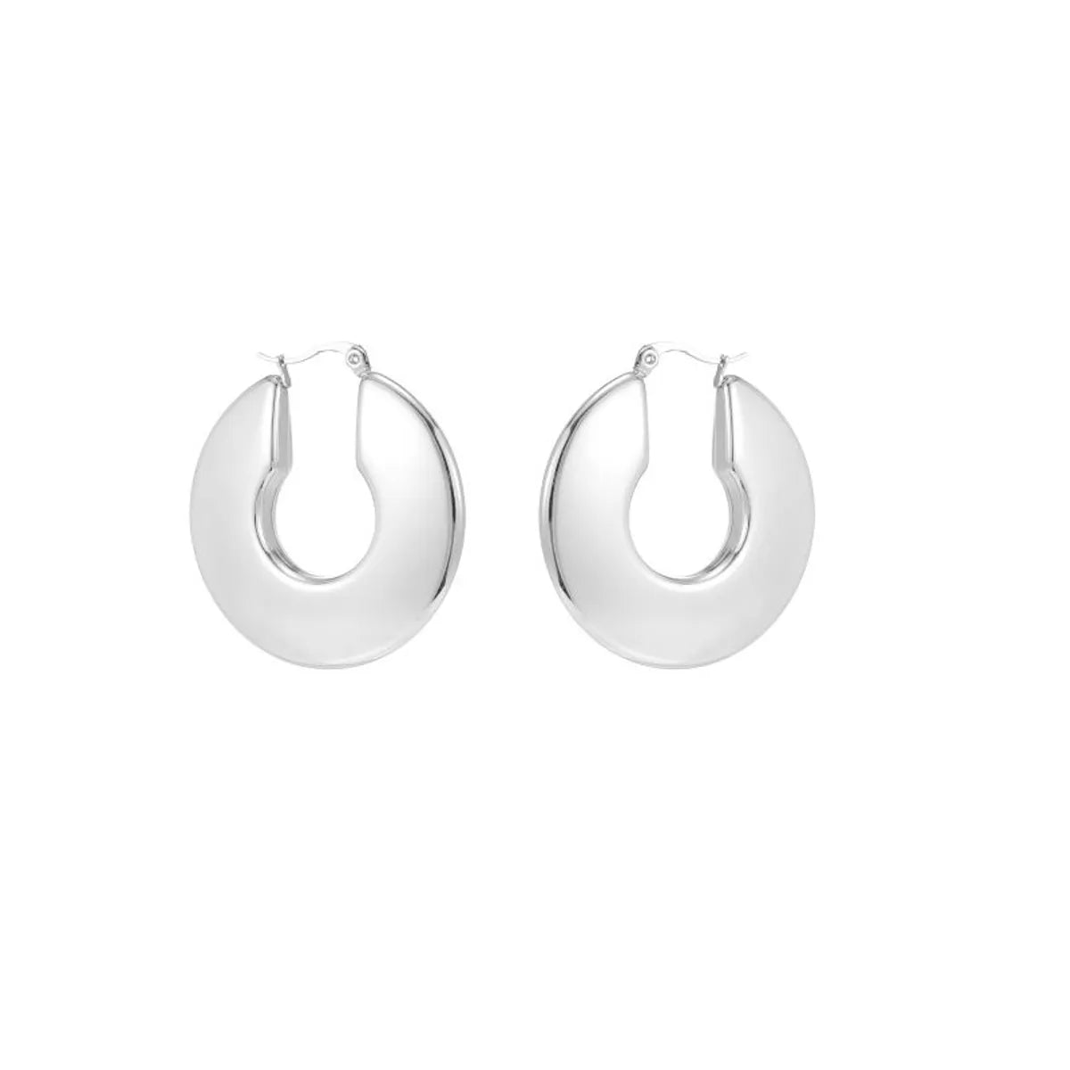 1 Pair Simple Style Commute Shiny Irregular Geometric Circle Plating Stainless Steel White Gold Plated Earrings