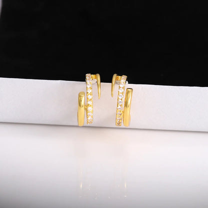 1 Pair Simple Style Commute Shiny Solid Color Plating Inlay Copper Zircon 18K Gold Plated Ear Studs