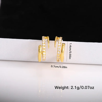 1 Pair Simple Style Commute Shiny Solid Color Plating Inlay Copper Zircon 18K Gold Plated Ear Studs