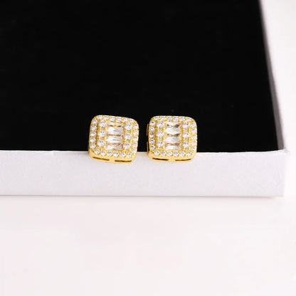 1 Pair Simple Style Commute Shiny Solid Color Plating Inlay Copper Zircon 18K Gold Plated Ear Studs