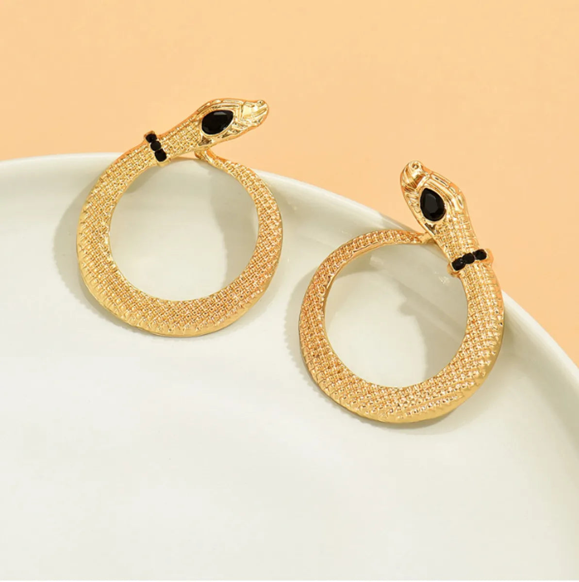 1 Pair Simple Style Commute Snake Inlay Alloy Rhinestones Ear Studs