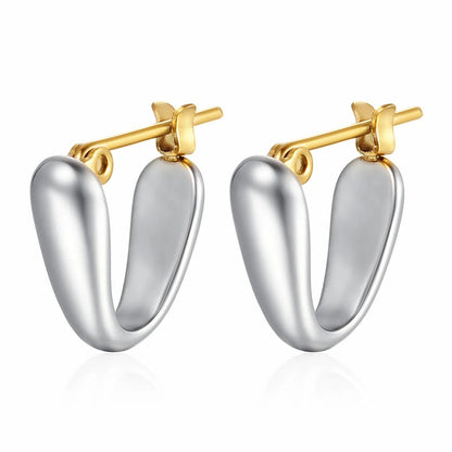 1 Pair Simple Style Commute Solid Color Asymmetrical Plating Titanium Steel Gold Plated Ear Studs