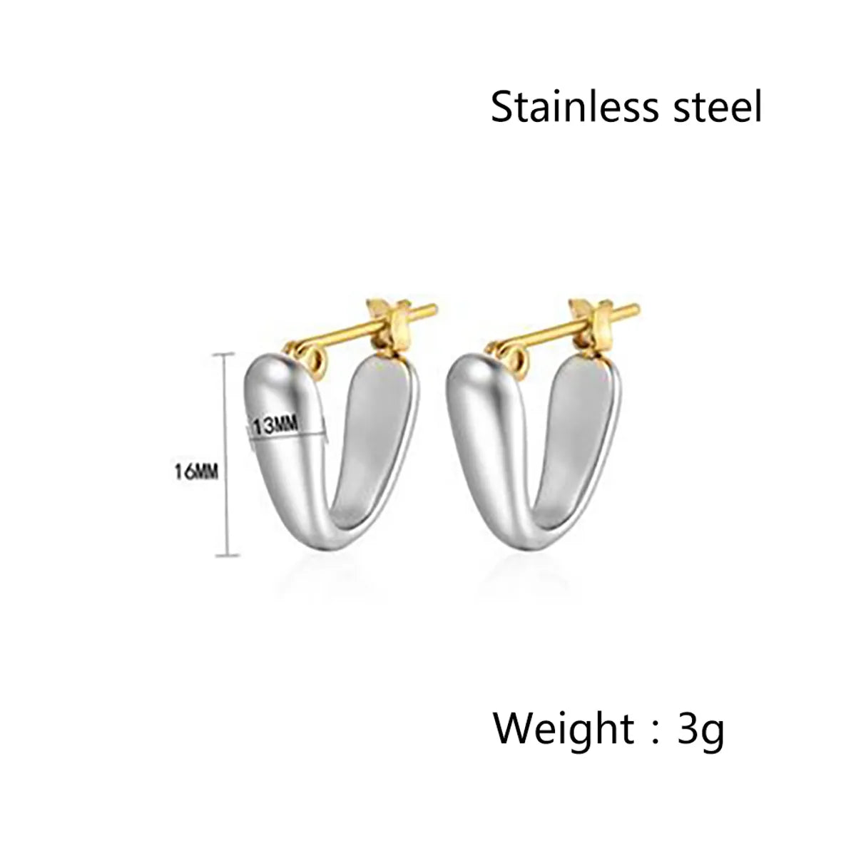 1 Pair Simple Style Commute Solid Color Asymmetrical Plating Titanium Steel Gold Plated Ear Studs