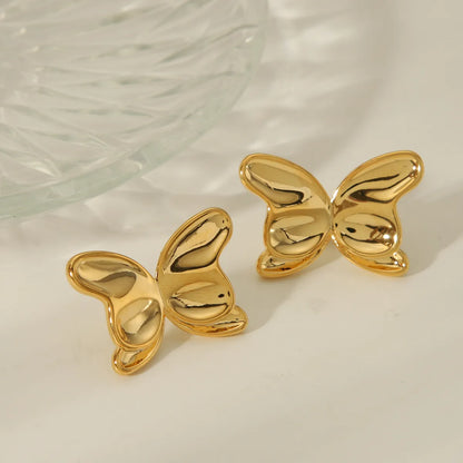 1 Pair Simple Style Commute Solid Color Butterfly Copper 18K Gold Plated Ear Studs