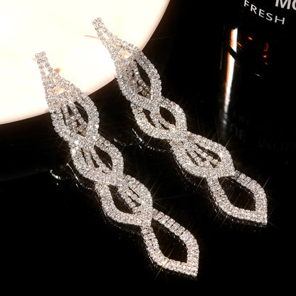 1 Pair Simple Style Commute Solid Color Inlay Alloy Rhinestones Drop Earrings