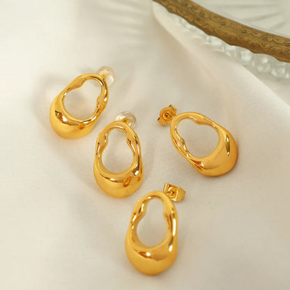 1 Pair Simple Style Commute Solid Color Irregular Plating Three-Dimensional Titanium Steel 18K Gold Plated Ear Studs