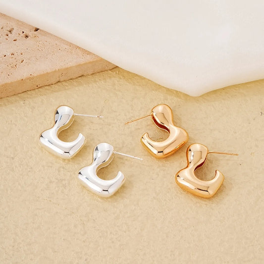 1 Pair Simple Style Commute Solid Color Irregular Polishing Plating Copper Gold Plated Silver Plated Ear Studs