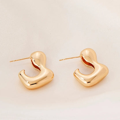 1 Pair Simple Style Commute Solid Color Irregular Polishing Plating Copper Gold Plated Silver Plated Ear Studs