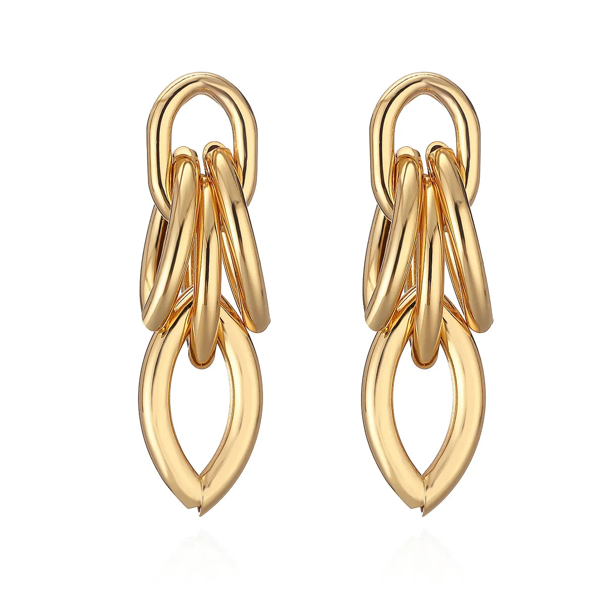 1 Pair Simple Style Commute Solid Color Plating Copper 18k Gold Plated Drop Earrings