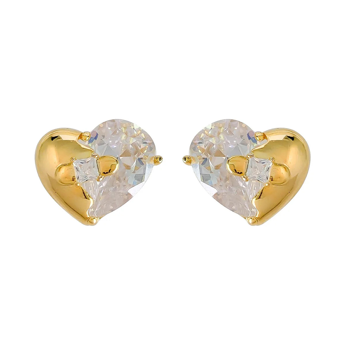 1 Pair Simple Style Commute Solid Color Plating Inlay Copper Zircon 18K Gold Plated Ear Studs