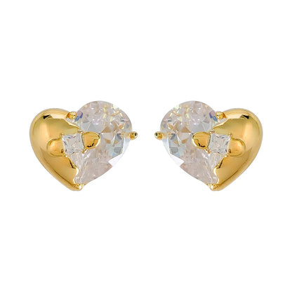 1 Pair Simple Style Commute Solid Color Plating Inlay Copper Zircon 18K Gold Plated Ear Studs