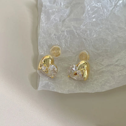 1 Pair Simple Style Commute Solid Color Plating Inlay Copper Zircon 18K Gold Plated Ear Studs