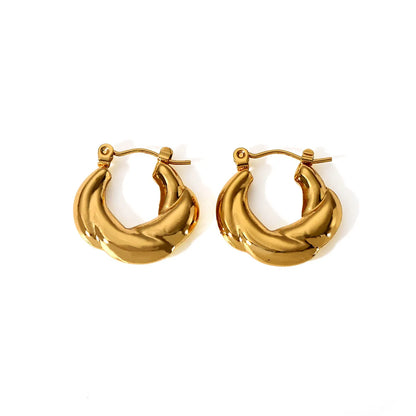 1 Pair Simple Style Commute Solid Color Plating Stainless Steel 18k Gold Plated Ear Studs