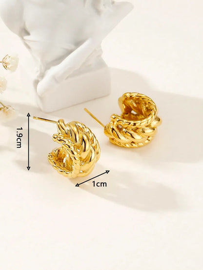 1 Pair Simple Style Commute Solid Color Plating Stainless Steel 18k Gold Plated Ear Studs